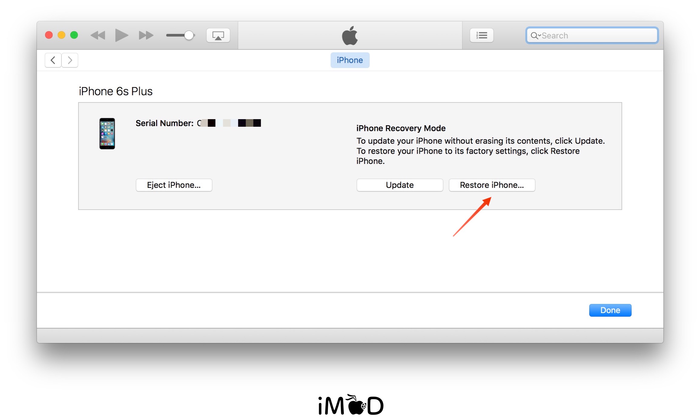 restore iphone itunes 12