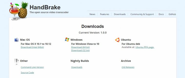 HandBrake โปรแกรมแปลงไฟล์หนัง อัปเดตเวอร์ชัน 1.0.0