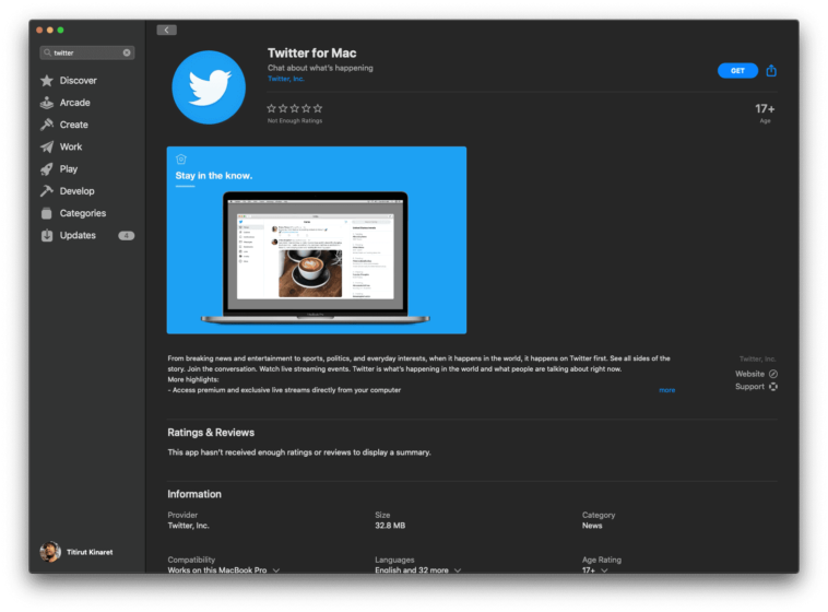 Twitter สำหรับ Mac เปิดให้ดาวน์โหลดแล้วที่ Mac App Store (รองรับ macOS