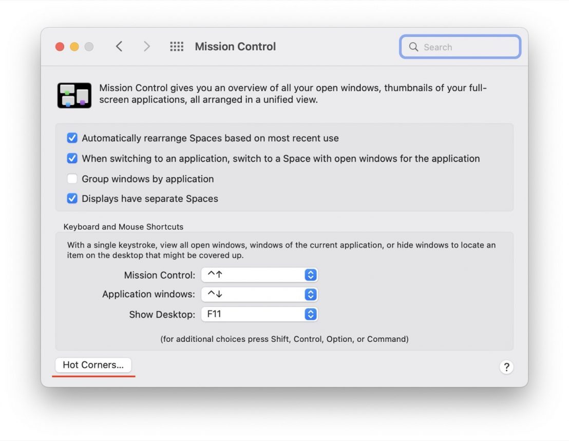 disable quick note macos monterey